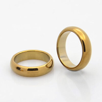 

Electroplate Non-Magnetic Synthetic Hematite Wide Band Rings Copper Plated 19mm