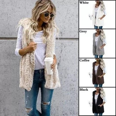 

Women Vest Hooded Loose Slim Coat Thicken Jacket Warm Outwear Overcoat Size -XL