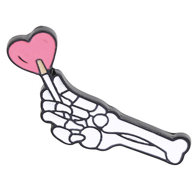 

European And American Cartoon Brooch Creative Gesture Than Heart Enamel Badge White Bone Skull Hand Couple Brooch