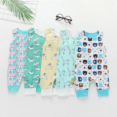 

Newborn Kid Baby Girl Boy Sleeveless Romper Jumpsuit Outfit Trousers Summer 0-3Y