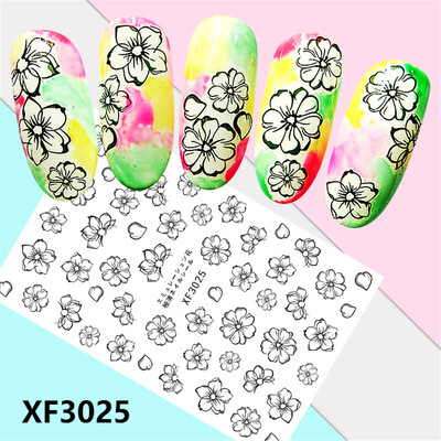 

Toponeto Fresh Style Flower Print 3D Nail Art Stickers Manicure Adhesive Transfer Decals
