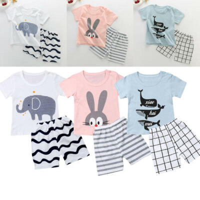 

Kids Baby Boy Summer Clothes Short Sleeve T-shirt Tops Striped Shorts Pants 2PCS
