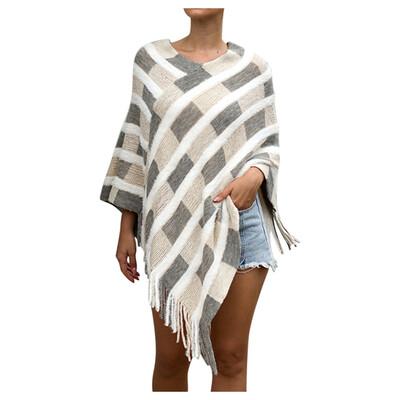 

Toponeto Women Winter Knitted Cashmere Poncho Capes Shawl Cardigans Sweater Coat