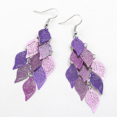 

New Fashion Gold Silver Color Bohemian Jewelry Drop leaves Earrings for Women