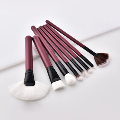 

〖Follure〗8PCS Wood Handle Synthetic Oblique Top Buffer Brush For Face Liquid Foundation