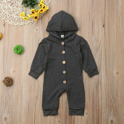 

Baby Kids Boys Girls Infant Hooded Romper Jumpsuit Bodysuit Clothes Outfits