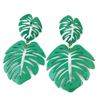 

Women Hollow Large Leaves Beach Swimming Pool Jewelry Hook Dangle Earrings