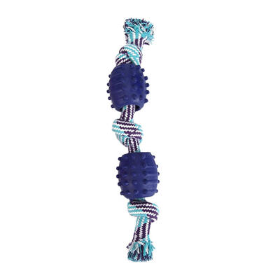 

Pet Dog Toy Double Knot Cotton Rope TPR Balls Dogs Bite Chew Molar Toys