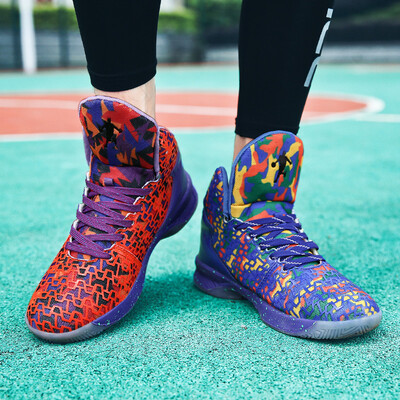 

Basketball shoes male flying woven mesh high-top sports boots non-slip sneakers