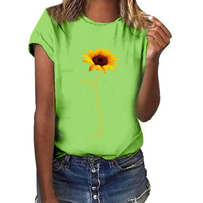 

Starmoon Women Plus Size Sunflower Print Short Sleeved T-shirt Blouse Tops