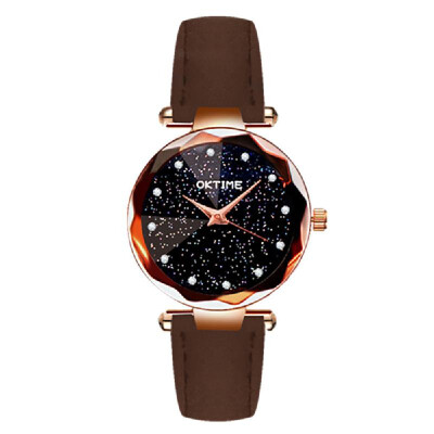 

Women Fashion Brilliant Starry Night Dial Watch Lady Simple Exquisite Metal Quartz Wrist Watch