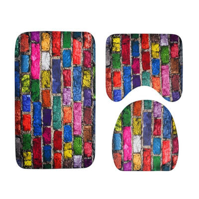 

3pcsset Bricks Printed Anti Slip Water Absorb Floor Rugs Carpet Bath Mats