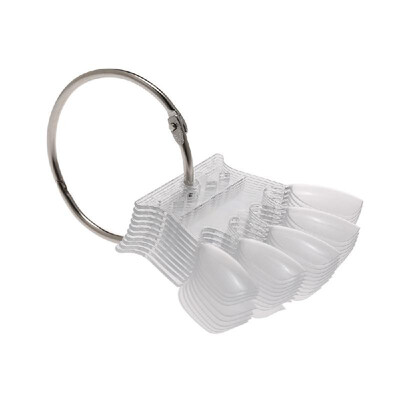 

10Pcs False Nail Tips Crown Natural Clear Acrylic UV Gel Display Practice Board Nail Polish Color Card with Ring