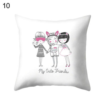 

Lovely Cartoon Girl Pillow Case Cushion Cover Sofa Bed Car Cafe Office Decor