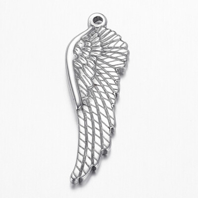 

304 Stainless Steel Pendants Wing Stainless Steel Color 385x13x3mm Hole 18mm