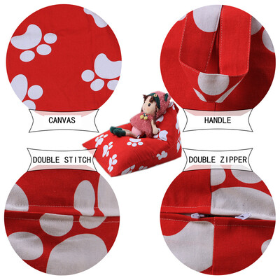 

〖Follure〗Kids Stuffed Animal Plush Toy Storage Bean Bag Soft Pouch Stripe Fabric Chair A