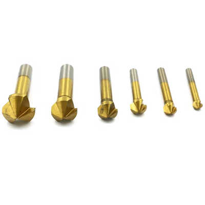 

6pcskit High Speed Steel Titanium Coating Countersink Three Edge Blade Chamfer Wood Drill Bits Tool Set