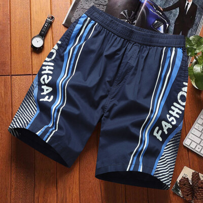 

Gobestart Fashion Mens Stripe Zip Pocket Elastic Cord Casual Cotton Sports Shorts Beach Pants