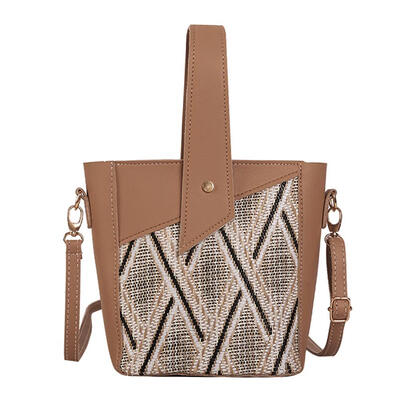 

Vintage Woven Straw Shoulder Bucket Women Summer Beach Messenger Handbags