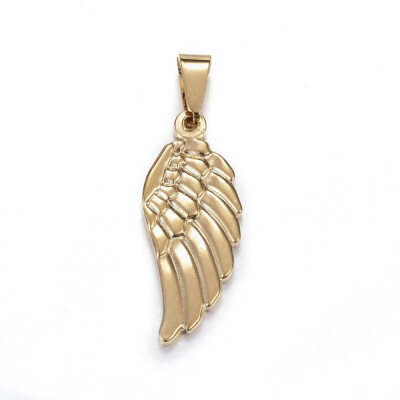 

316 Stainless Steel Pendants Wing Golden 35x145x4mm Hole 5x10mm