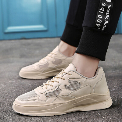 

Summer mesh mens shoes breathable leisure sports running mesh mens tide shoes Korean version of Joker beige plate shoes
