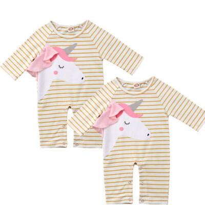 

SUNSIOM Newborn Baby Girl Unicorn Romper Bodysuit Jumpsuit Autumn Outfit Clothes