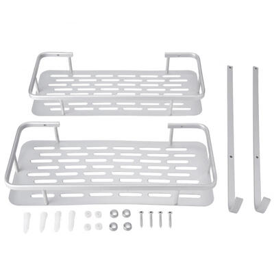 

Greensen Double Layers Aluminum Wall Mounted Storage Shelf Rack with 2 Hanging Hooks Bathroom