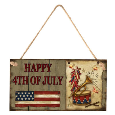 

Retro Wooden Rectangle Hanging Sign Board Wall Door Independence Day Decor