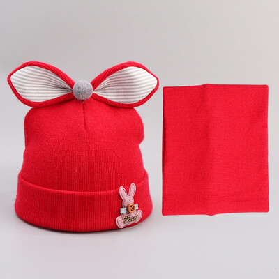 

Dongyun new autumn&winter baby butterfly knot pure cotton neck cap cartoon rabbit two-piece hat