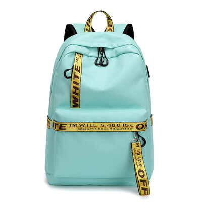 

Casual backpack bag USB charging socket nylon solid color backpack