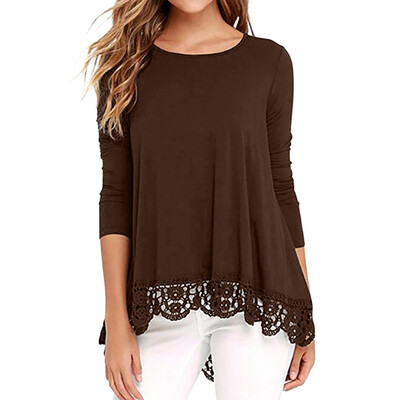

Nomeni Women Lace Long Sleeve White Shirt Casual Blouse Loose Cotton Blouse AGL