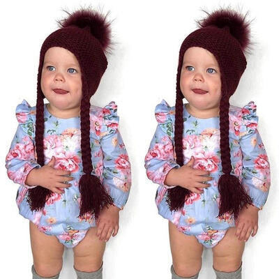 

Toddler Infant Baby Girl Pink Flower Romper Bodysuit Jumpsuit 2Pcs Outfits Set