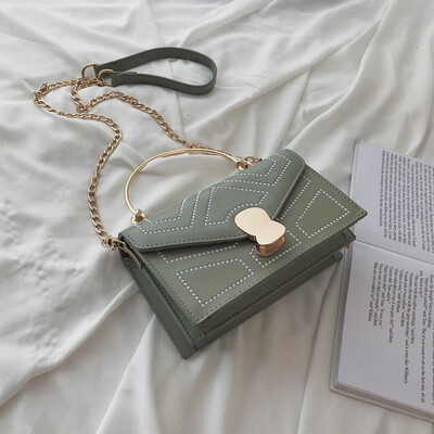 

Foreign style small bag women 2019 new wave portable Korean shoulder bag fashion chain slung small square bag