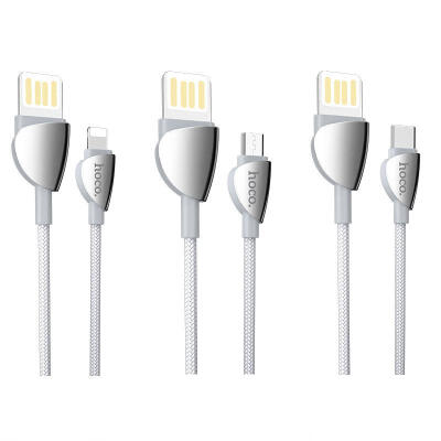 

HOCO U62 12m USB To Lightning Type-C Micro USB Nylon Braided Data Charging Cable Stylish Slender Cell Phone Cable-Type-C