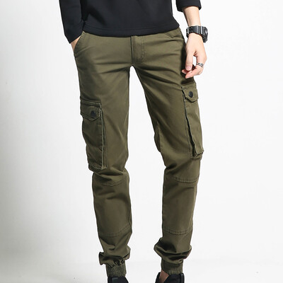 

Gobestart Mens Cool Summer Hot Leisure Pants Multi-Pocket Spring Overalls