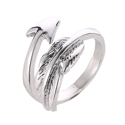 

Fashion Men Vintage Adjustable Open Feather Arrow Ring Silver\Gold\Black Ring Jewelry