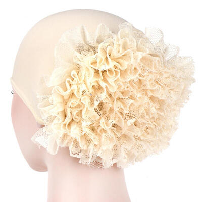 

Solid Color Lace Flower Women Muslim Hijab Turban Arabic Head Scarf Cap Hat