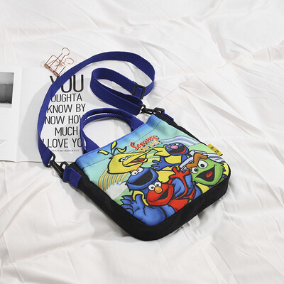 

Ins canvas bag small Messenger bag female 2019 new Korean version of the wild Sesame Street shoulder portable Harajuku wind cloth bag