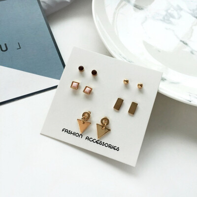 

5 pairset Gold Silver Color Earrings Set Heart Geometric Stud Earrings Set Pearl Earrings for Women Jewelry Gifts