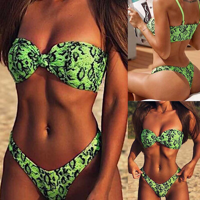 

Saidsome Fashion Womens Sexy Two-Piece Snake Print Bikini Beachwear