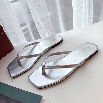 

Herringbone slippers for women wearing semi-flat-bottomed sandy beach sandwich with toe sandwiches in summer
