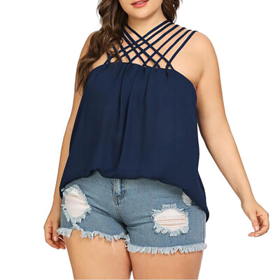 

Roseonmyhand Womens Solid Casual Sleeveless Solid Plus Size Blouse Loose Vest Tank Top