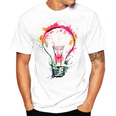 

Mens T Shirt Short Sleeves 3D Print Bulb Cotton Tee