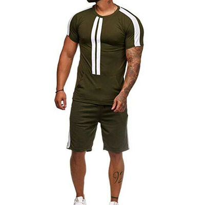 

2pcs Men Summer Short Tracksuit Sport Suit T-shirt Top Tee Shorts Pants