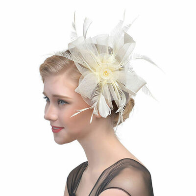 

Womens Fascinator Hat Flower Mesh Ribbons Feathers Headband Cocktail Tea Party
