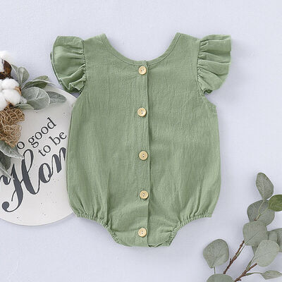 

Newborn Baby Girl Solid Color Short Sleeve Romper Bodysuit Jumpsuit Outfits Clothes