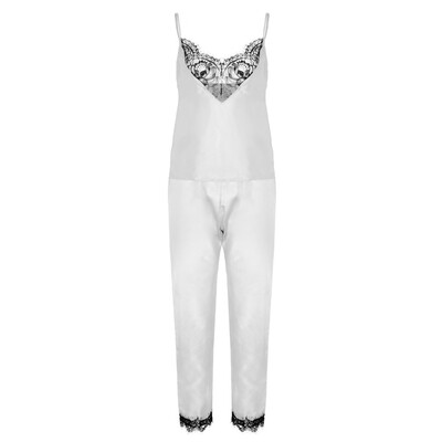 

Toponeto New Women Stain Lace Lingerie Nightdress Pajamas Camisole Trousers Sleepwear Set