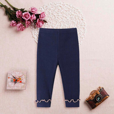 

Girls Cotton Korean Elastic Waist Soft Kids Bottoming Pants Cute Trousers