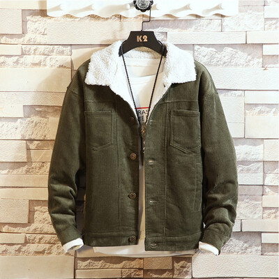 

Toponeto Mens New Winter Style Pure Corduroy Thickened Thermal Coat Fashion Casual Coat