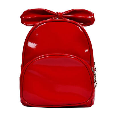 

PU Kindergarten Pupils Backpack Cute Solid Color Shiny Zipper Shoulder Bags